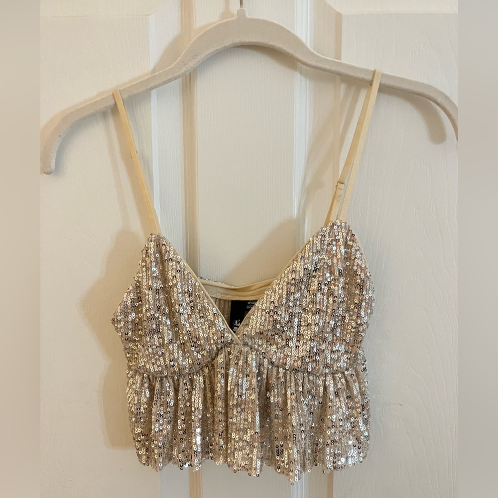 Garage Sequin Baby Doll Cami Champagne